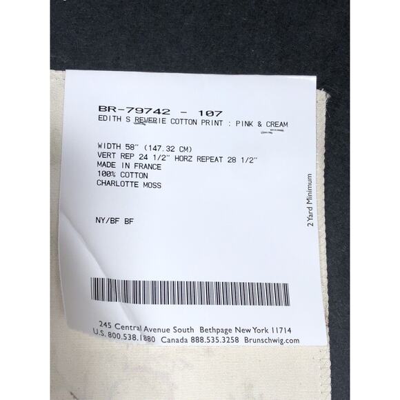 Edith's Reverie Floral Cotton Print Antique Fabric BRUNSCHWIG & FILS Sample - Picture 9 of 9